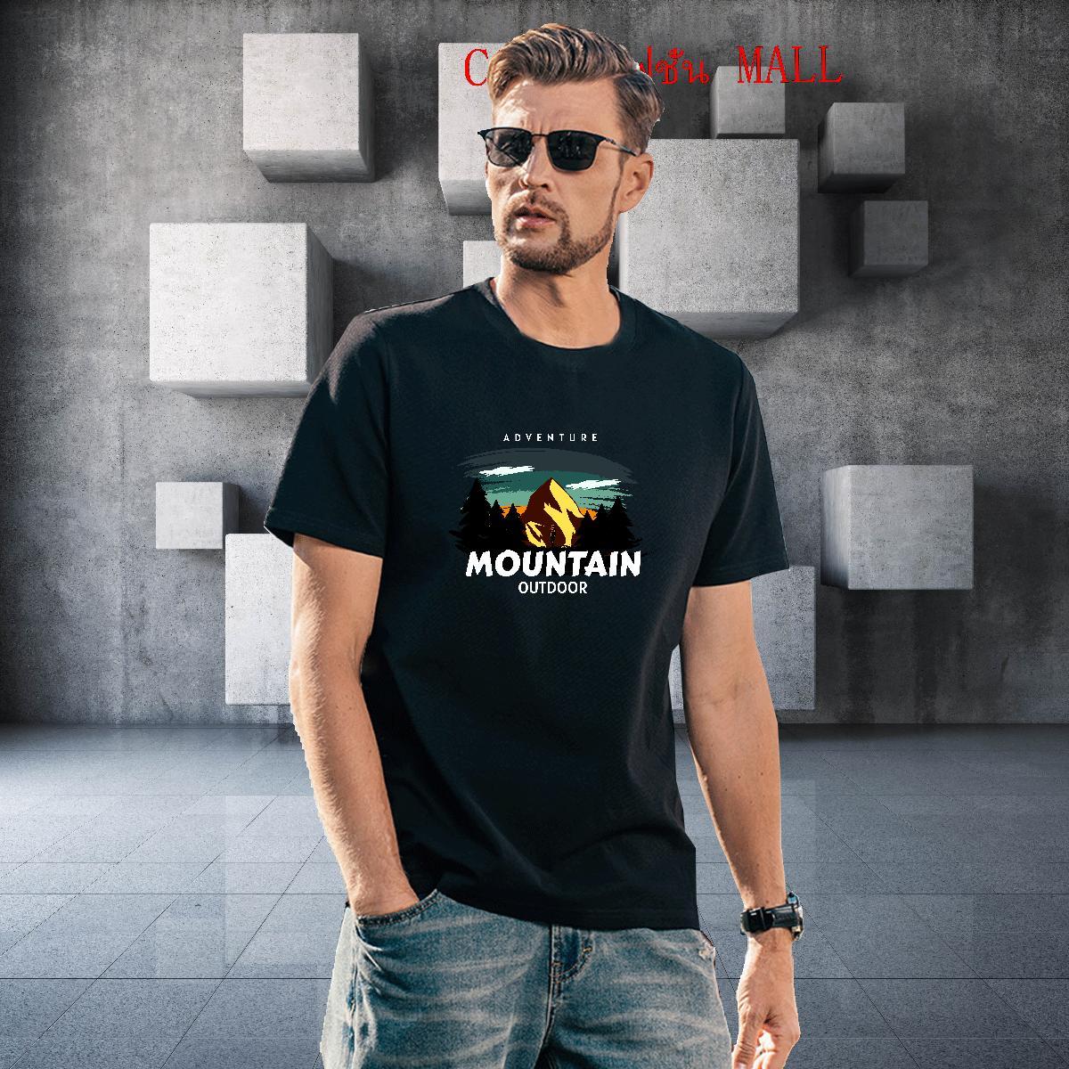 Free Shipping T Shirts Men 100% Cotton 230g mountains Casual Beach Plus Size Custom O Neck Short Sleeves Mens Tshirts Fashion Designer Wear