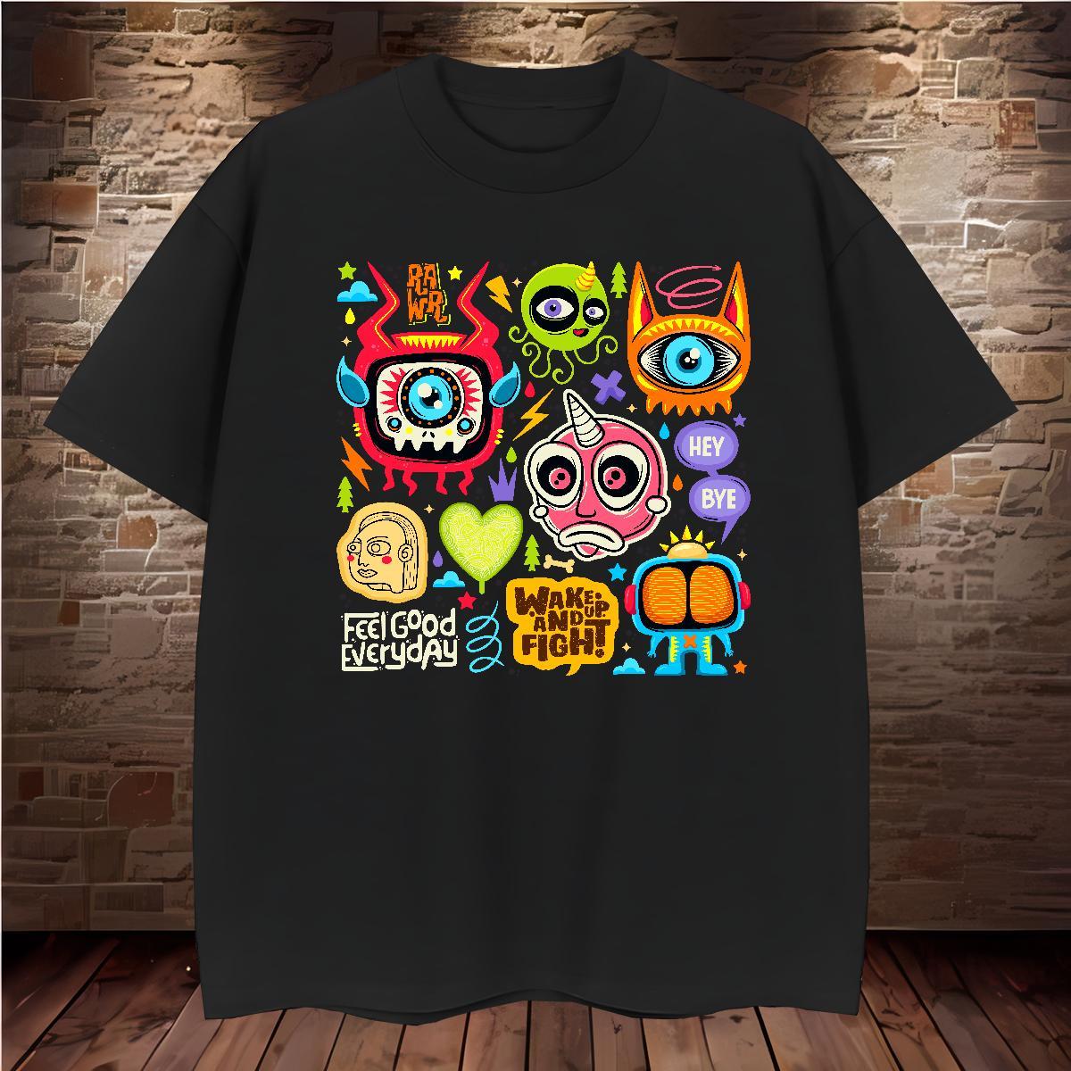 Popular Men T Shirts 230g Cotton ET Sport Black Oversized Round Neck Short Sleeve Tshirts Wholesale Tops Tees