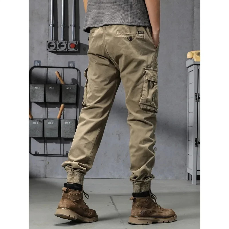 Men's Slim Fit Cargo Joggers - Cotton Tactical Pants with Multi-Pockets, Autumn Winter Workwear Casual Trousers, Spring Streetwear Fashion
