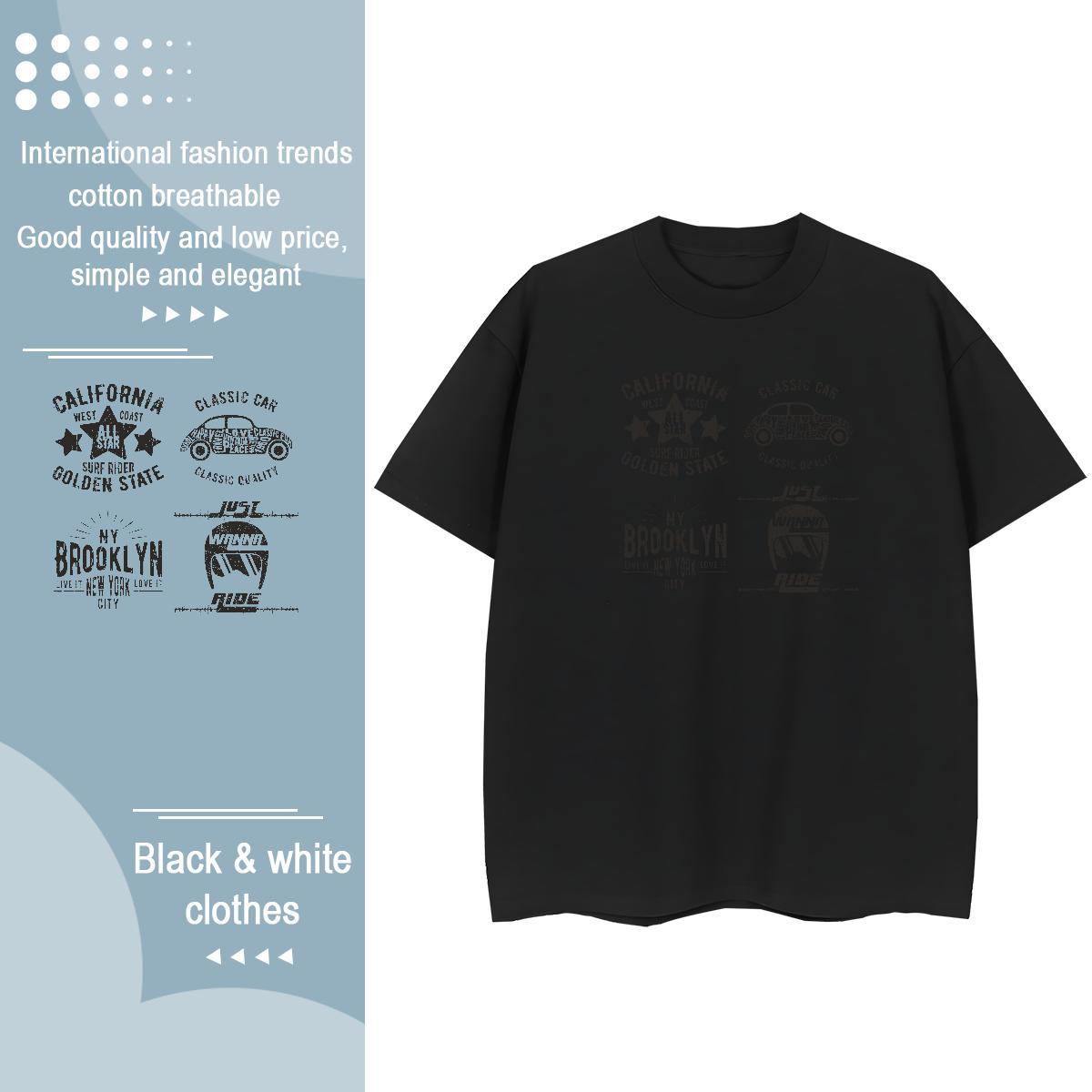 5A Couples T Shirts 230g Cotton letter Hip Hop T Shirt For Woman Breathable Short Sleeve Black White Tees Shirts