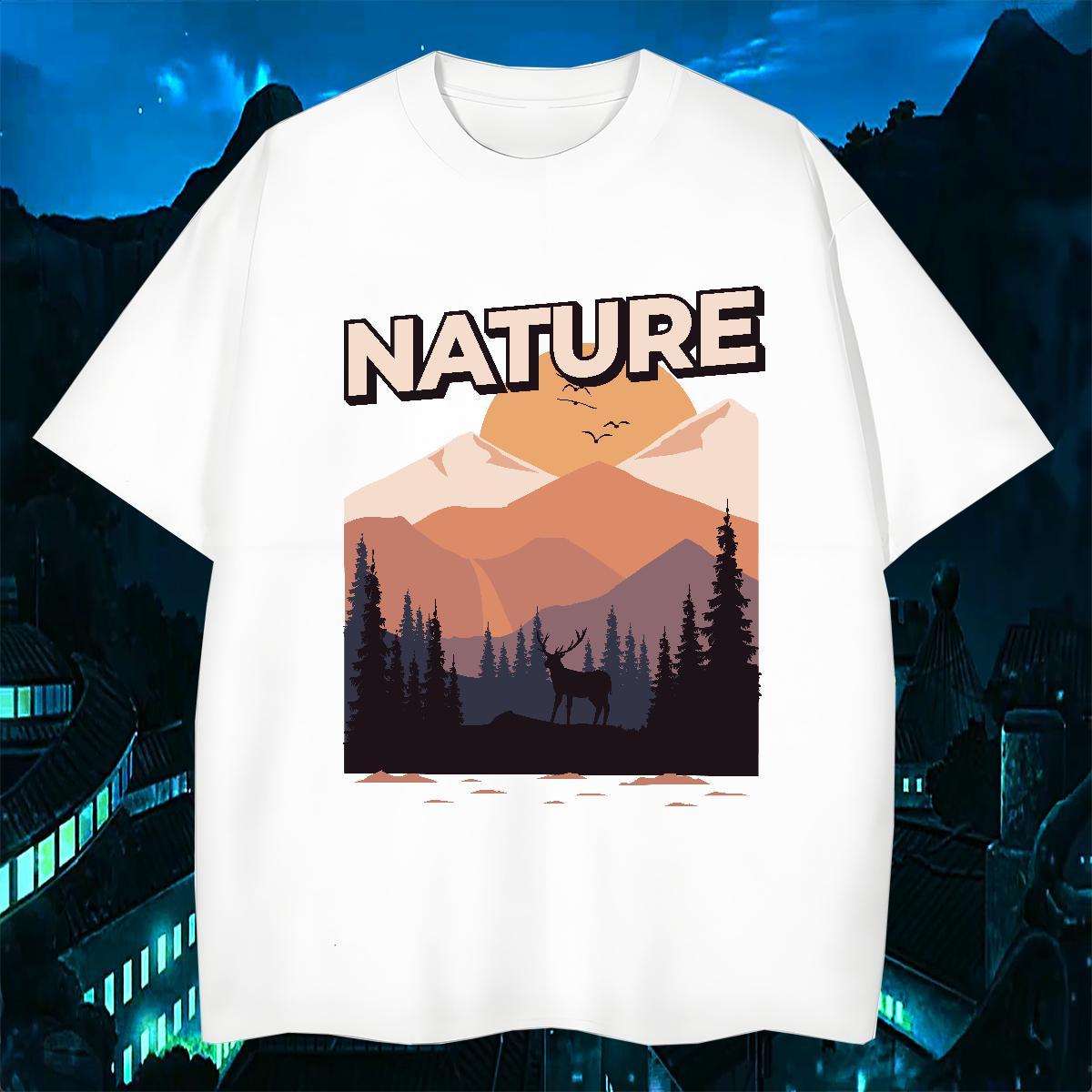Cool Design Men T Shirts 230g Pure Cotton mountains Summer Casual Custom Printing Breathable Crew Neck Mens Tshirts Classic Casual Polos