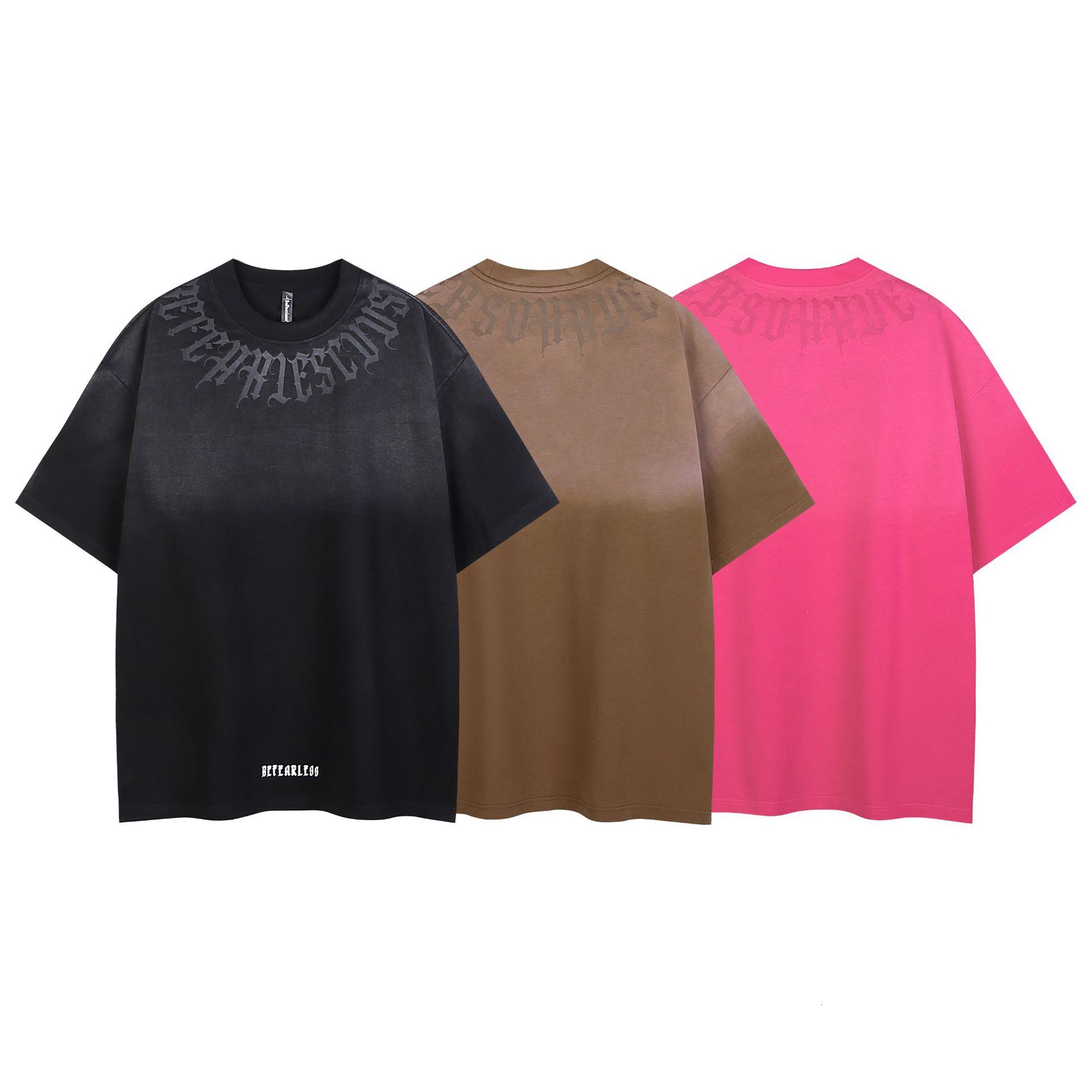 Spring/summer American Trendy style Letter Aging Washed Oversized Short Sleeve T-shirt