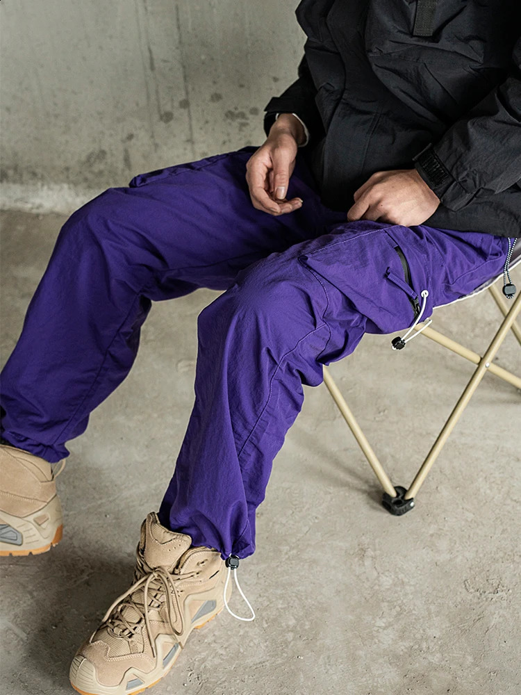 Spring Mens Cargo Pants Korean Fashion Outdoor Big Pockets Straight Baggy Casual Pants Male Wide Leg Loose Trousers 240812