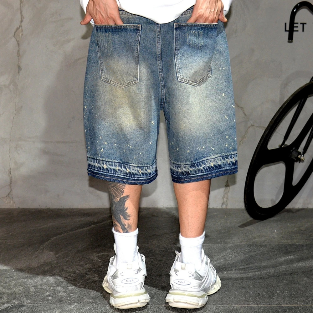 Summer Korean Fashion Denim Shorts Men Clothing Streetwear Jorts Hip Hop Baggy Jeans Japanese Harajuku Straight Casual Shorts 240816
