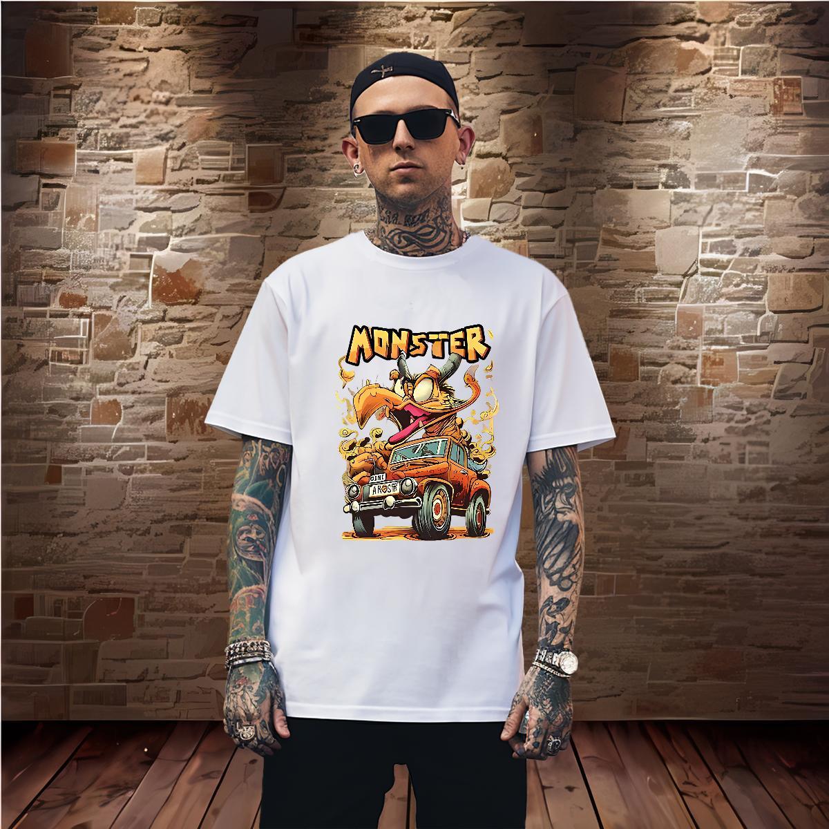 Classic T Shirts Men 230g Cotton car Beach Custom Printed Breathable Soft Men Tops Tees New Arrival Wear
