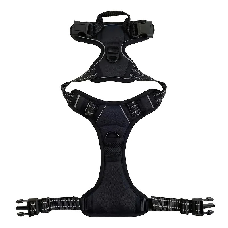Dog Harness No-Pull Pet Harness with 2 Leash Clips Adjustable Soft Padded Dog Vest Black 240805