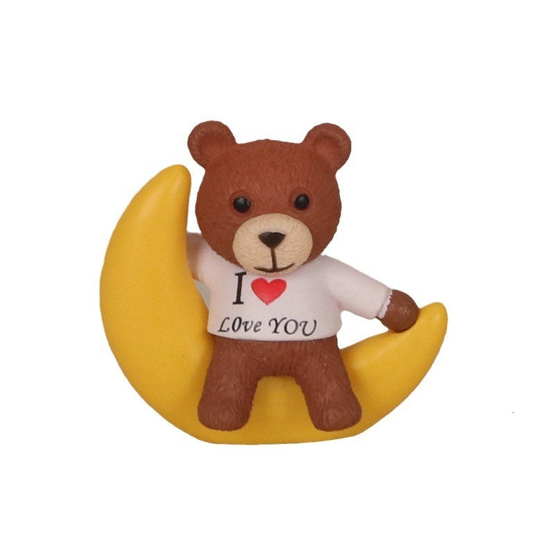 INS Mini Cute Moon Love Bear Cartoon Creative Home DIY Decoration Car Ornament