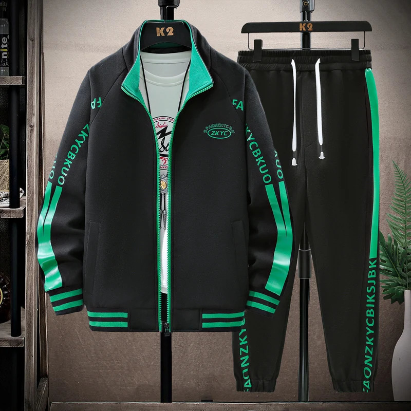 sportswear set mens track suit jacket sports pants 2-piece set spring and autumn sportswear long sleeved set mens sportswear 240827