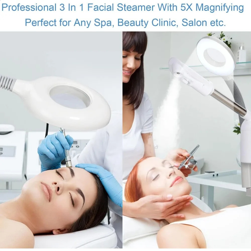 Steamers Professional 3 in 1 Steamer with 5X Magnifying Lamp Upgrade PTC Heating /Cool Mist Steamer 240808