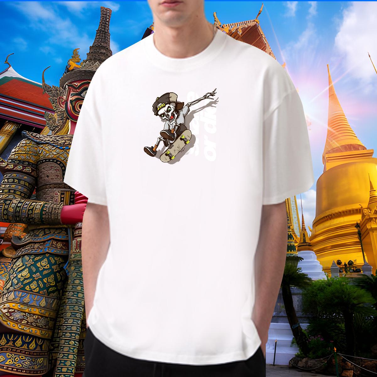 Designer T Shirts Men 230g 100% Cotton skull Outdoor Custom Anime Breathable Short Sleeve Men Tshirts New Designer Tops Shirt