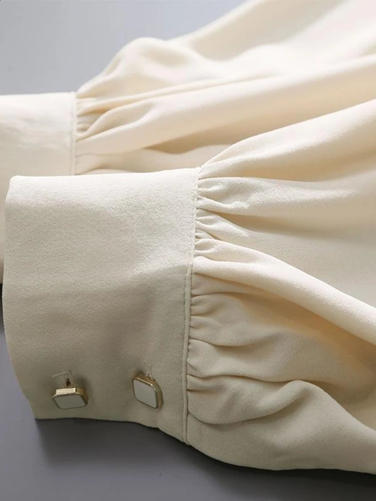 HOUZHOU Sweet Kawaii shirt Lolita Cute Ruffles elegant retro long sleeved womens loose casual Peter Pan collar top 240814