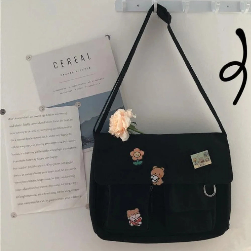 DHXJ Japanese Haruku Cute Retro Messenger Shoulder Bag Canvas Student School Female 240816