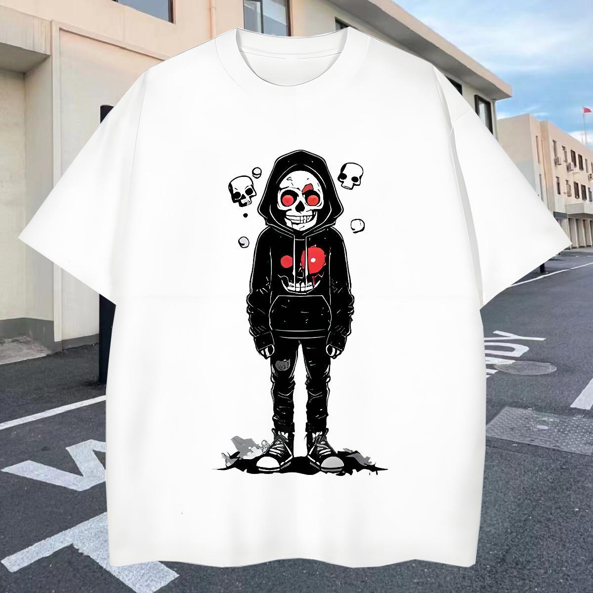 High Quality T-Shirts 230g Cotton skull Street Custom Printed Short Sleeve Soft Men Clothes T-Shirt Factory Direct Tops Shirt