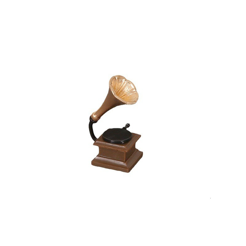 Retro-Inspired Mini Phonograph Record Figure Charming Metal Desk Decorative Item
