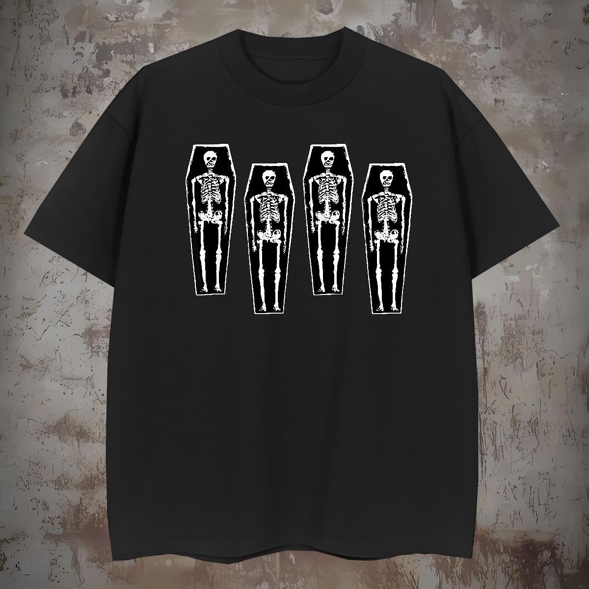 Comfortable T shirt 230g Pure Cotton skull Street Casual Cartoon Print Breathable Soft Tshirt for Man Woman New Tees Shirts