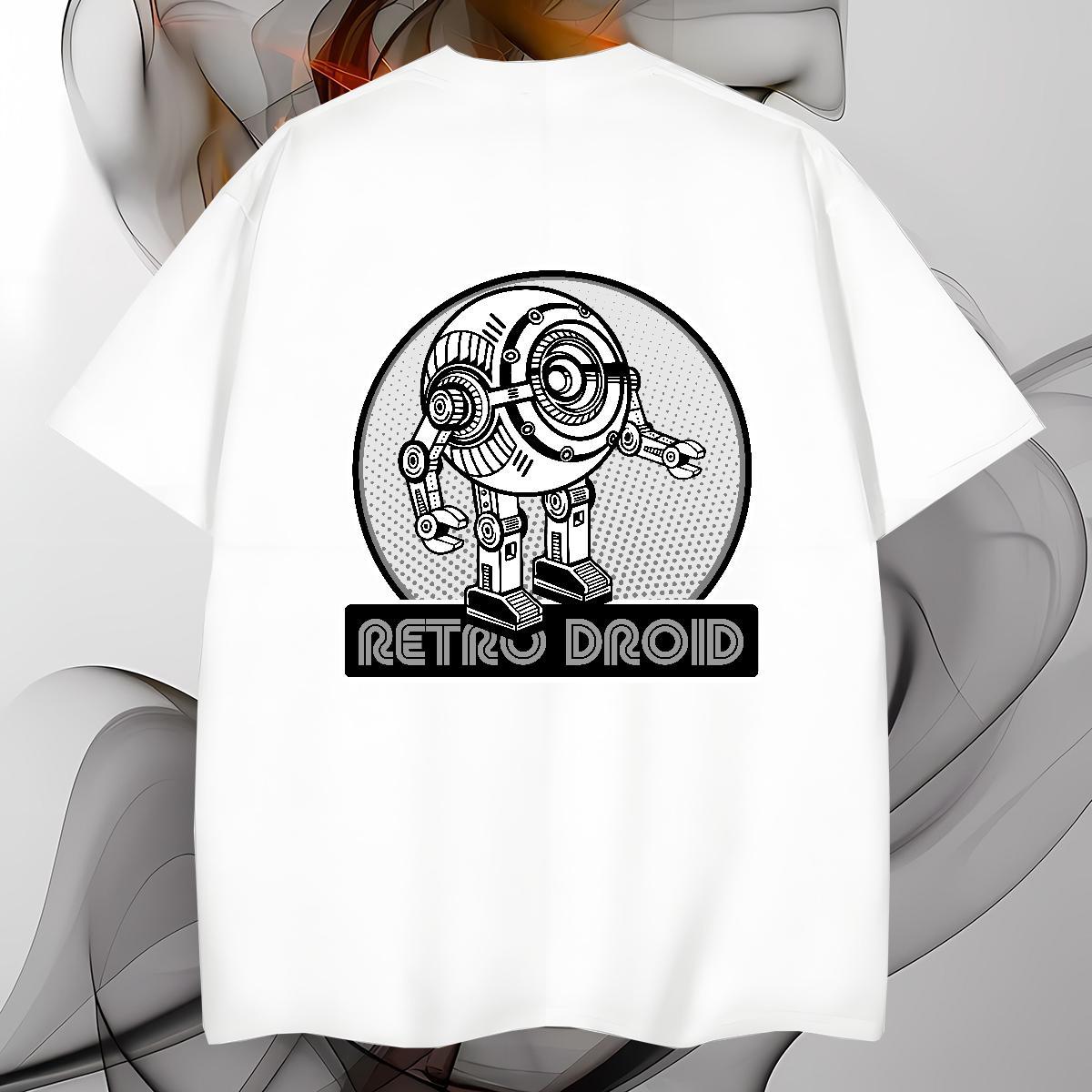 Cool Man T Shirts 230g Pure Cotton robot Spring Summer Black White Breathable Crew Neck Men Tshirts New Designer Tee Shirt