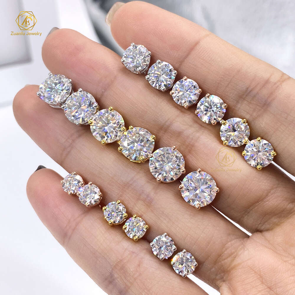 Screwback earring 3mm-13mm piercing jewelry 4 prongs set CVD HPHT lab grown stud in VVS1 radiant
