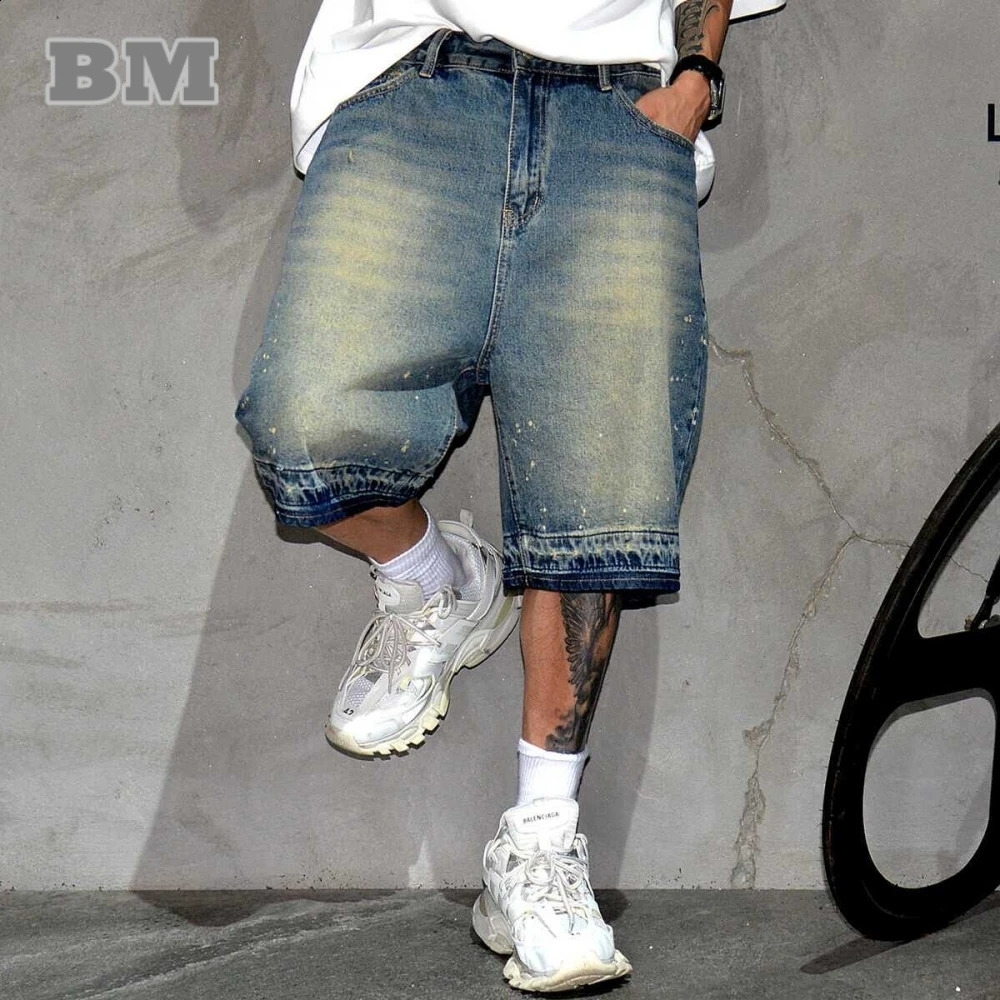 Summer Korean Fashion Denim Shorts Men Clothing Streetwear Jorts Hip Hop Baggy Jeans Japanese Harajuku Straight Casual Shorts 240816