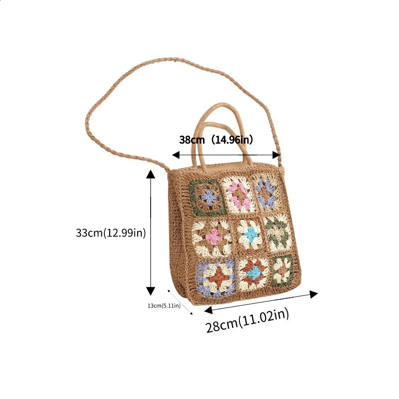 1pc Handknitted Bag Bohemian Crocheted Hollow Shoulder Beach For Summer Vacation Mommy 240816Z