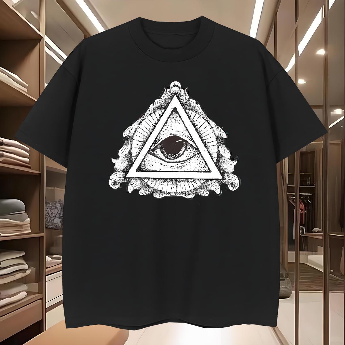 Loose Men T Shirts 230g Cotton eye of the devil Beach Black Oversized Breathable Short Sleeve Tshirt for Man Woman Brand Tees Shirts