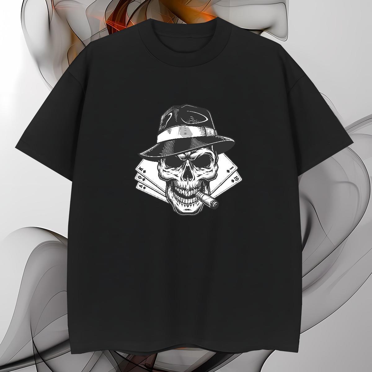 Cool Design Man T Shirts 230g Cotton skull Sports Casual Graphic O-Neck Short Sleeve Men Tshirts 2024 Summer Tops Shirt