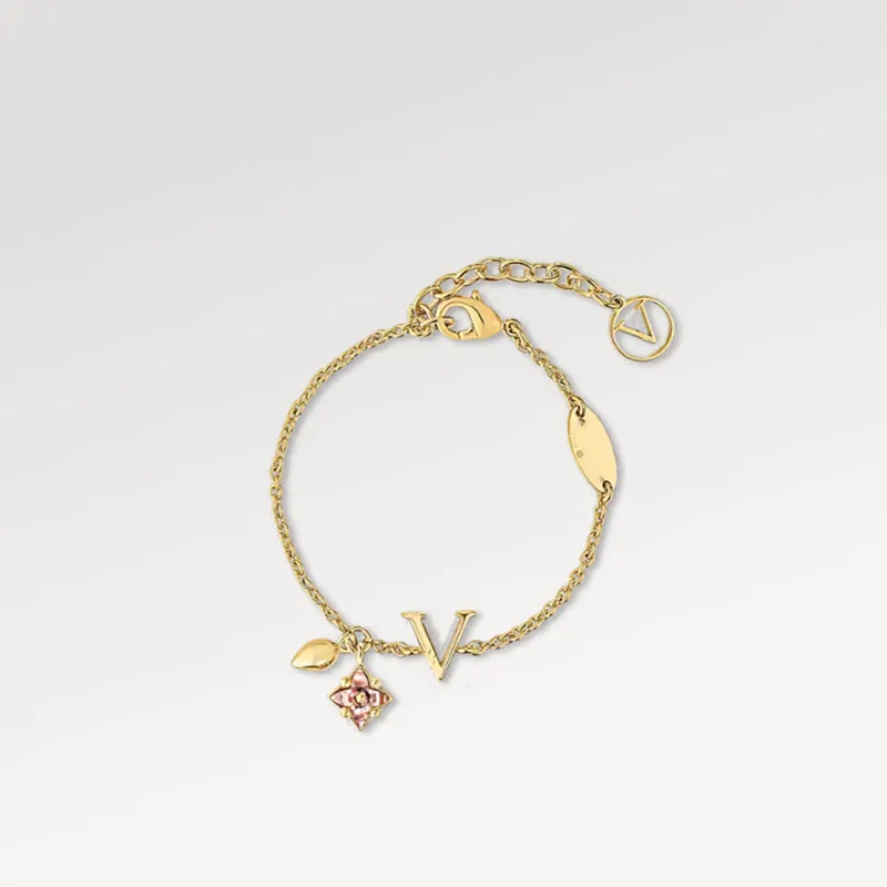 With Box Fashion 18k gold flower charm designer Bracelets for Women Party Wedding Luxury Charm Bracelet Lovers gift engagement jewelry