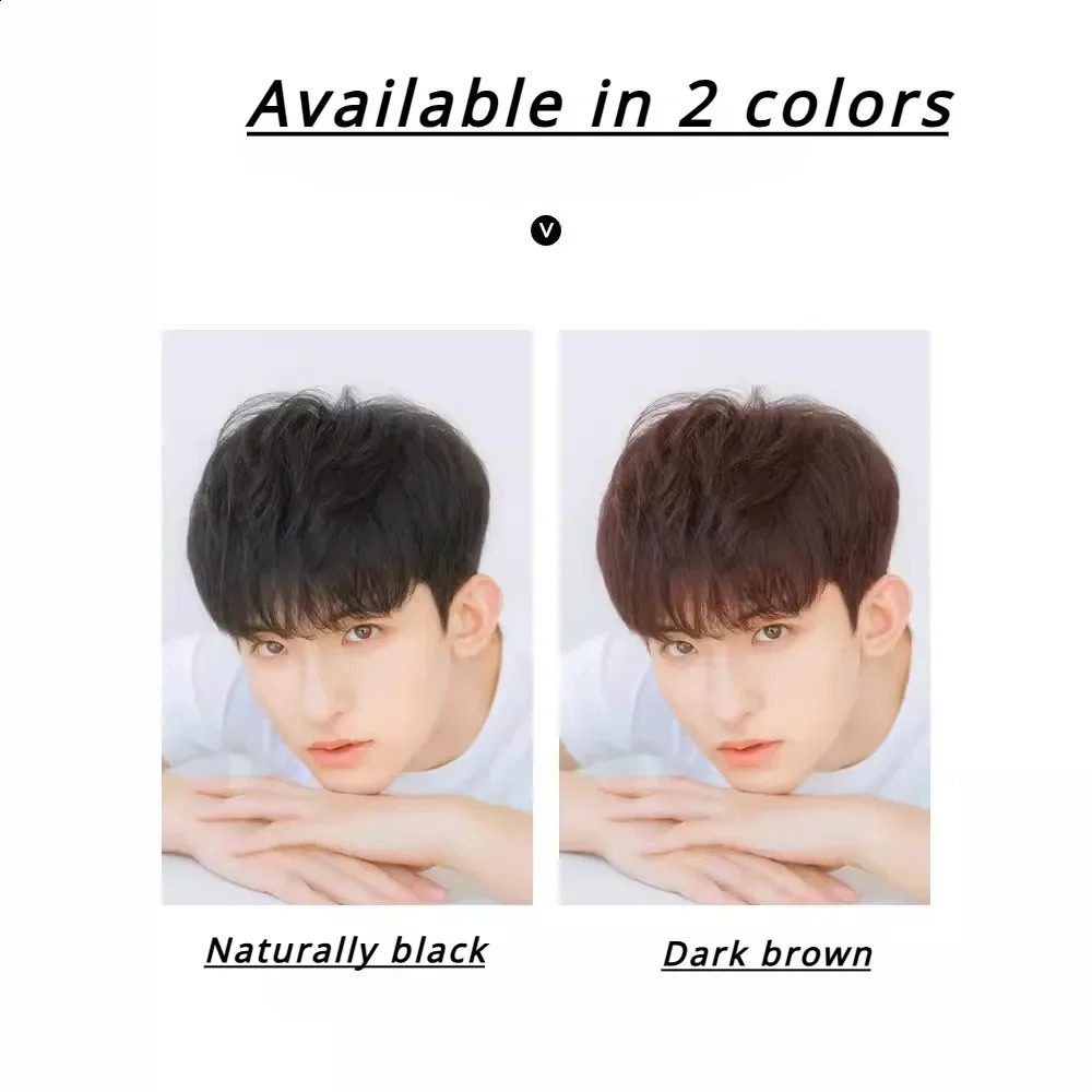 Wig Man Korean Version Handsome Wig Head Cover Fashion Styling Net Red Model Natural Short Send Boyfriend Mens Wig Set 240806