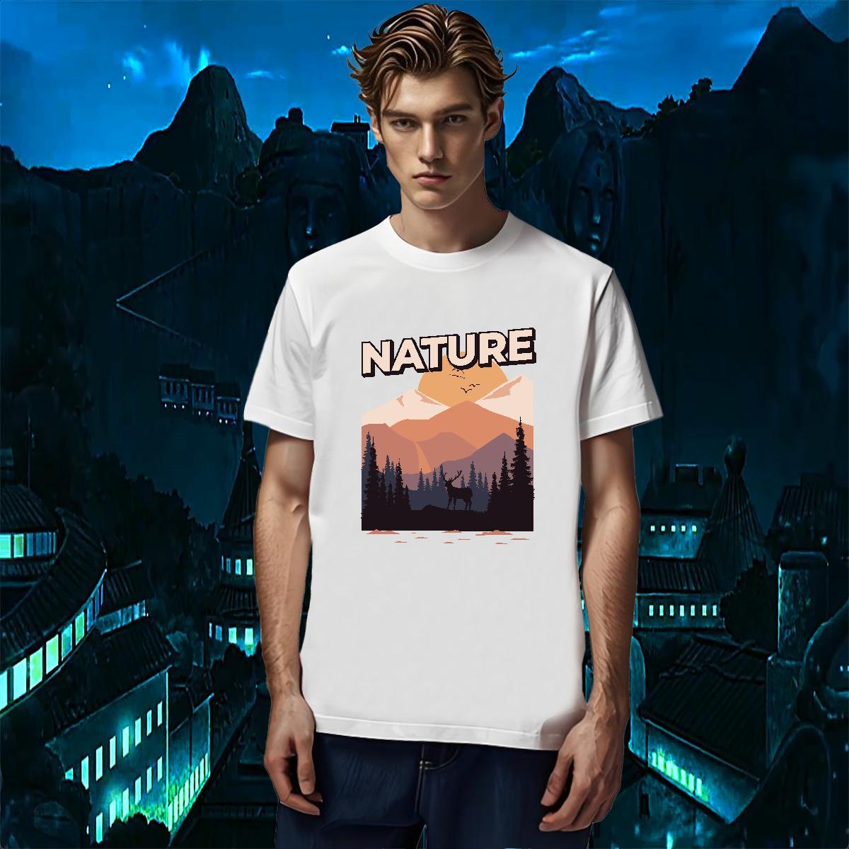 Cool Design Men T Shirts 230g Pure Cotton mountains Summer Casual Custom Printing Breathable Crew Neck Mens Tshirts Classic Casual Polos