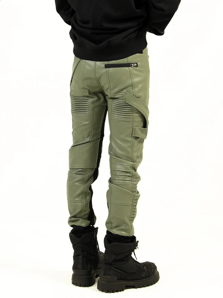 Style Womens Techwear Asymmetric Elastic Waist PU Leather Pants Zipper Wrinkle Motorcycle Tight Pantyhose 240816