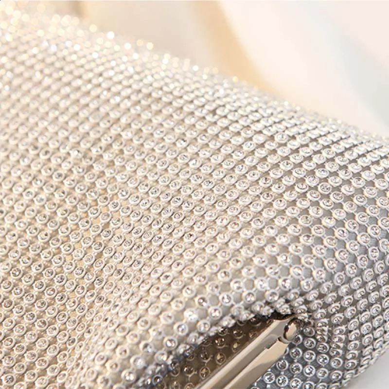 Diamond Womens Evening Handbag Metal Top Handle Wedding Party Wallet Crystal Clutch Bag Shoulder Messenger 240817