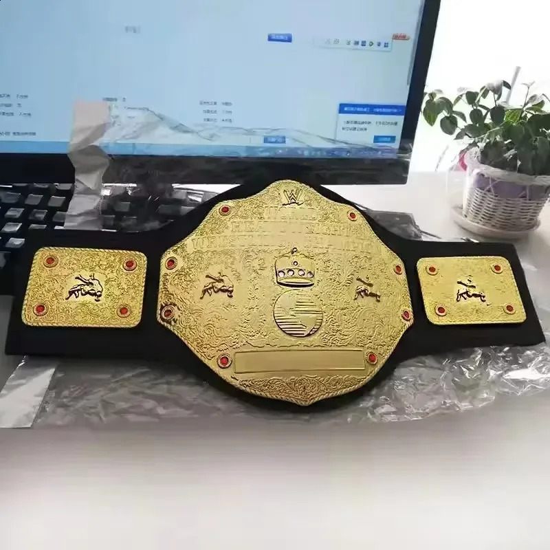 Wrestling Championship Gold Belt Action Character Professional Wrestling Horn Belt Anime Character Toy Childrens Gift 240815