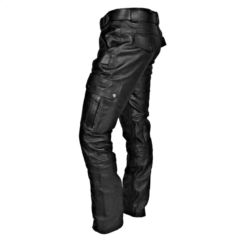 Winter Autumn Punk Casual MenS Pants Long Retro Goth Slim Trousers Overalls Joggers Casual Leather Pantalones Hombre 240816