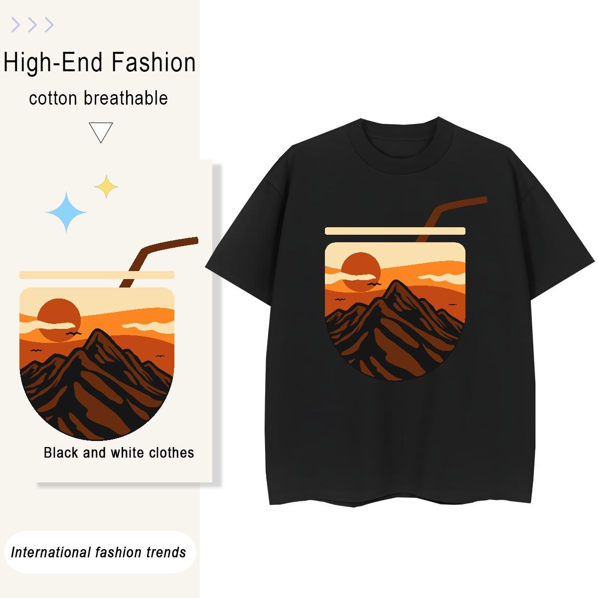 Cool Design Mens T Shirts 230g 100% Cotton mountains Street wear Hip Hop Customized Print Breathable Soft Men Tops Tees Stylist Tee Shirt