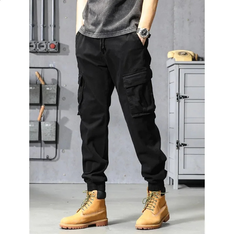 Men's Slim Fit Cargo Joggers - Cotton Tactical Pants with Multi-Pockets, Autumn Winter Workwear Casual Trousers, Spring Streetwear Fashion