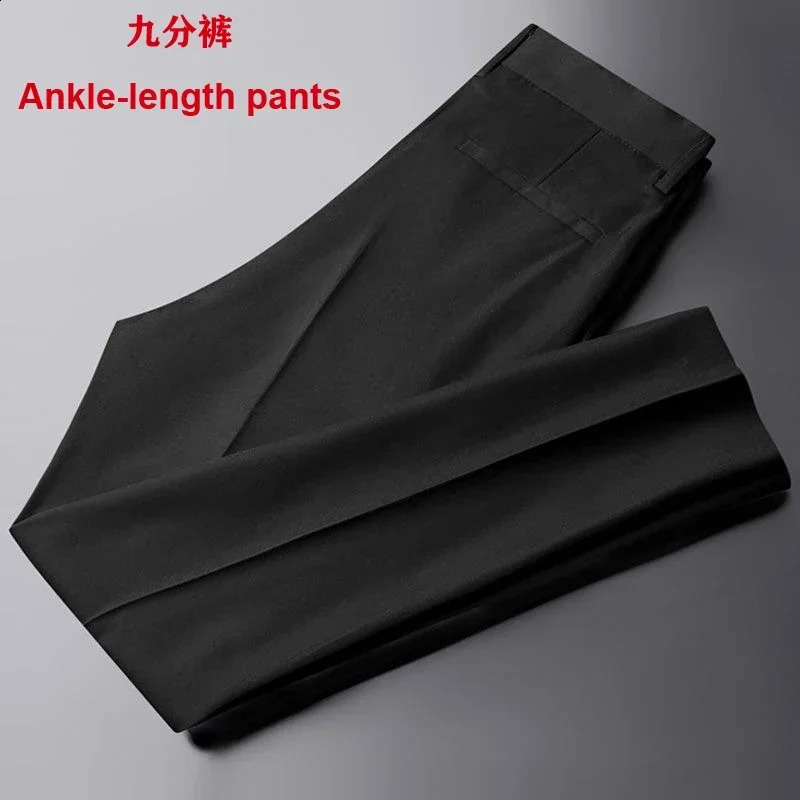 Mens straight thin casual white pants mens set anti premium nine point w240816