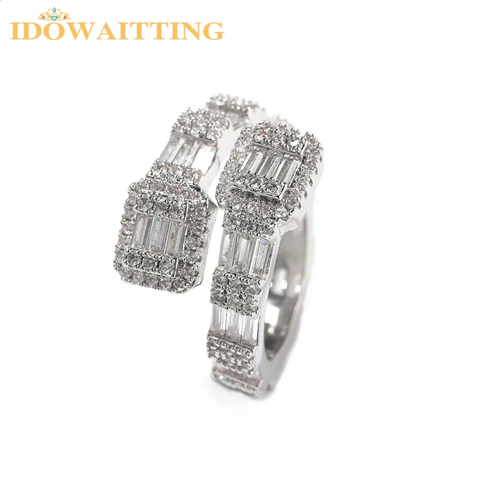 Full Paved Bling Cubic Zirconia Open Heart Rings Iced Out CZ Double Heart Staple Charm Adjusted Hip Hop Finger Jewelry For Women 240813
