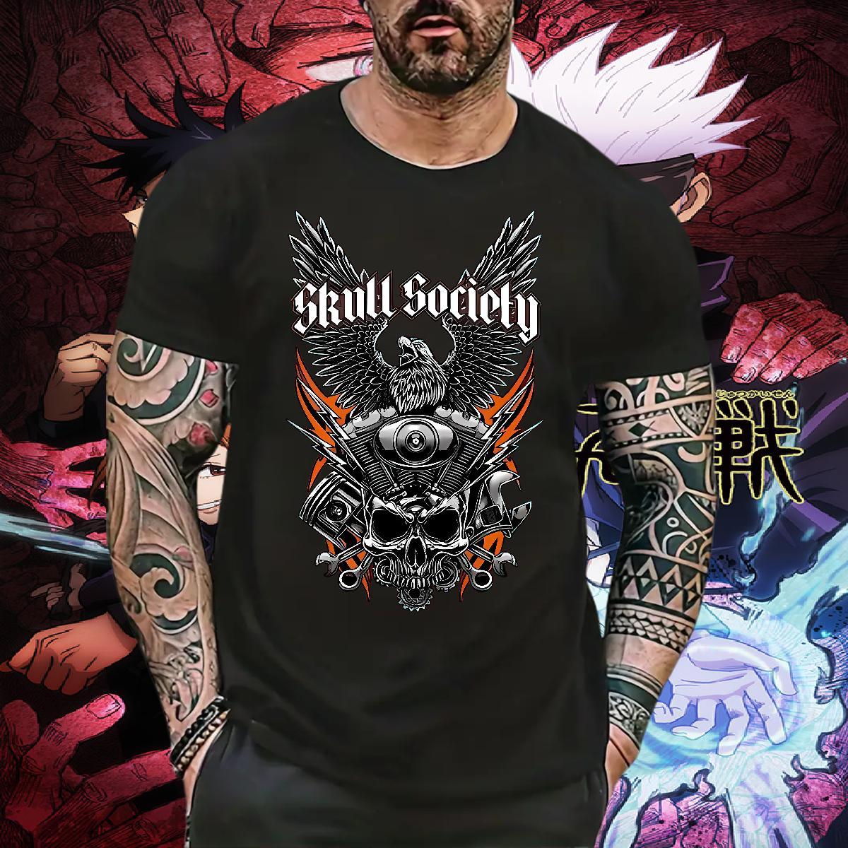 Loose Fit T-Shirts 100% Cotton 230g skull Daily Wear White Plus Size Short Sleeve O-Neck Men Tops Tees DIY Tshirts