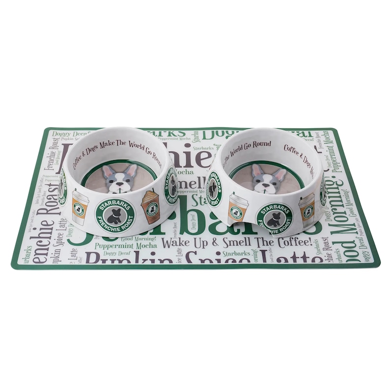 Luxury Pet Bowl and Placemat, Non-Slip Bottom for Secure Feeding Less Mess, Microwave Dishwasher Safe, Dog Food & Water Bowls, Food Grade BPA Free, 23