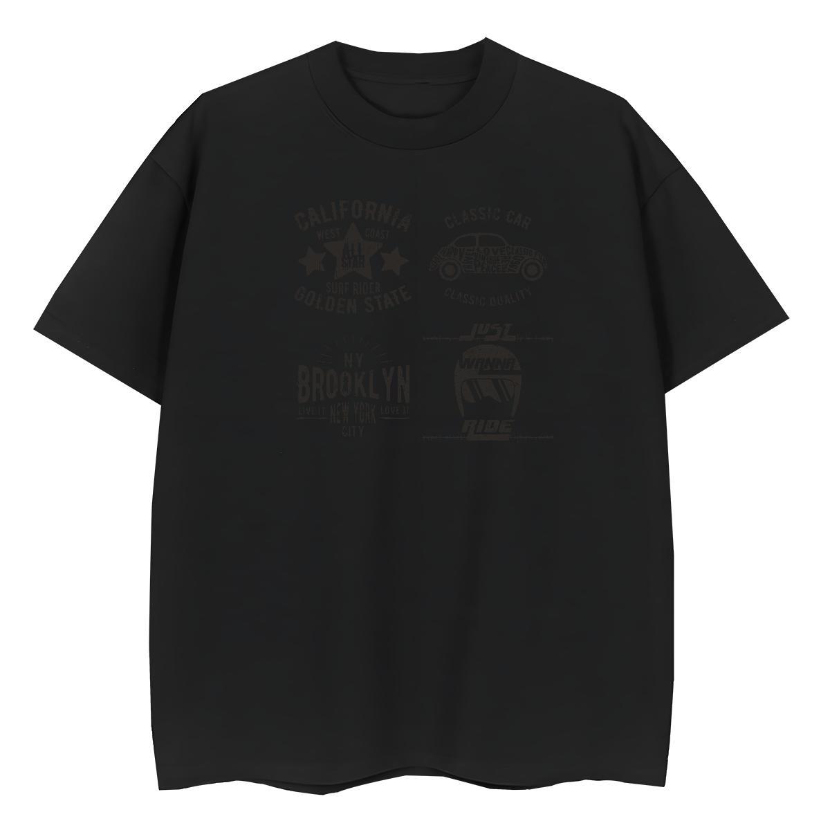 5A Couples T Shirts 230g Cotton letter Hip Hop T Shirt For Woman Breathable Short Sleeve Black White Tees Shirts