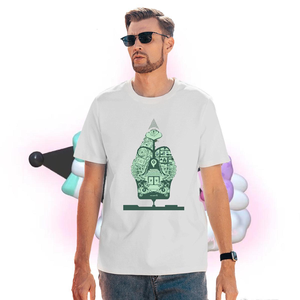 Loose Men T Shirts 230g Pure Cotton eye of the devil Street Asian Size Breathable Soft Men Tops Tees Classic Casual Top Tees
