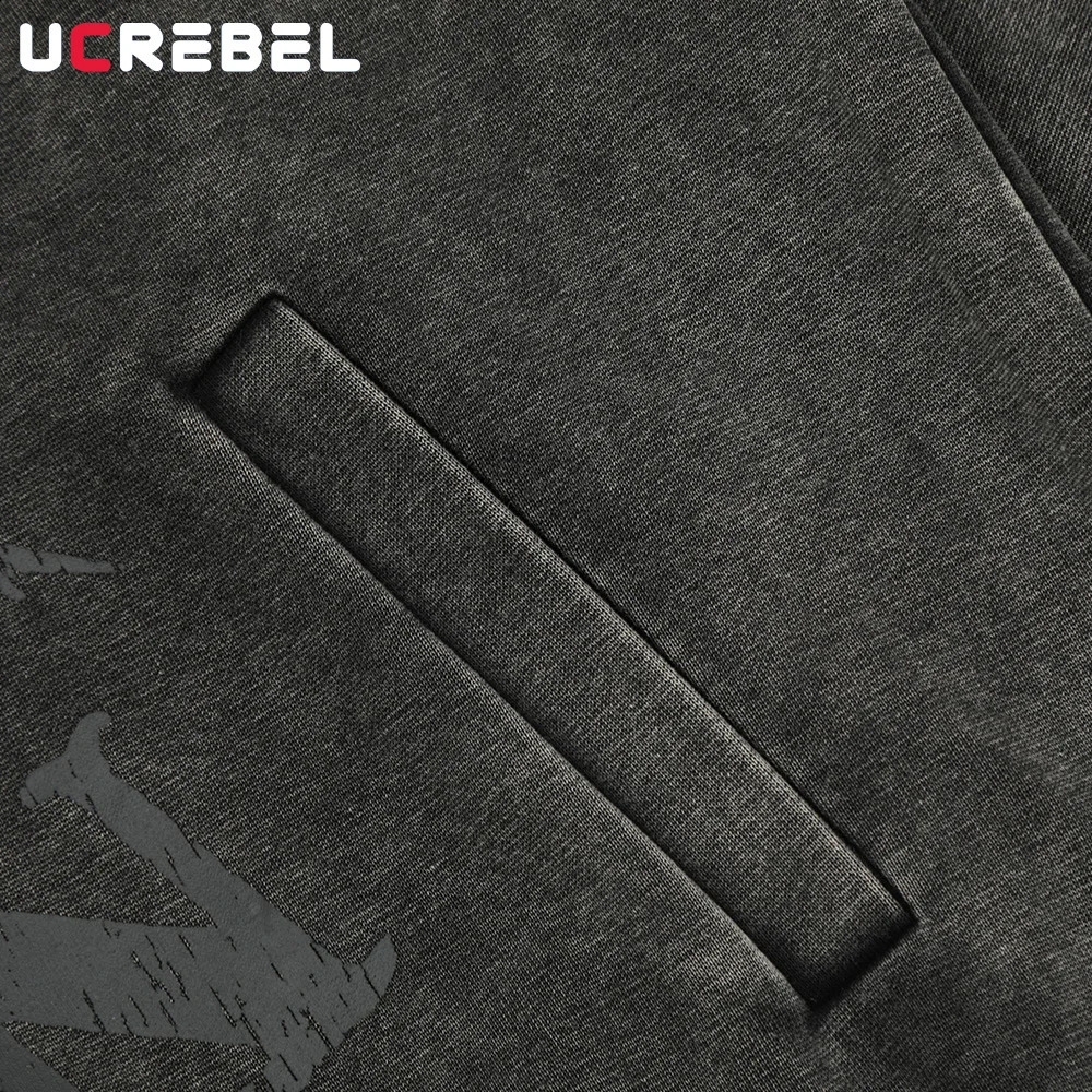 Printed hooded jacket mens autumn wash Distressed Rock High Street loose long sleeved zipper flying 240816