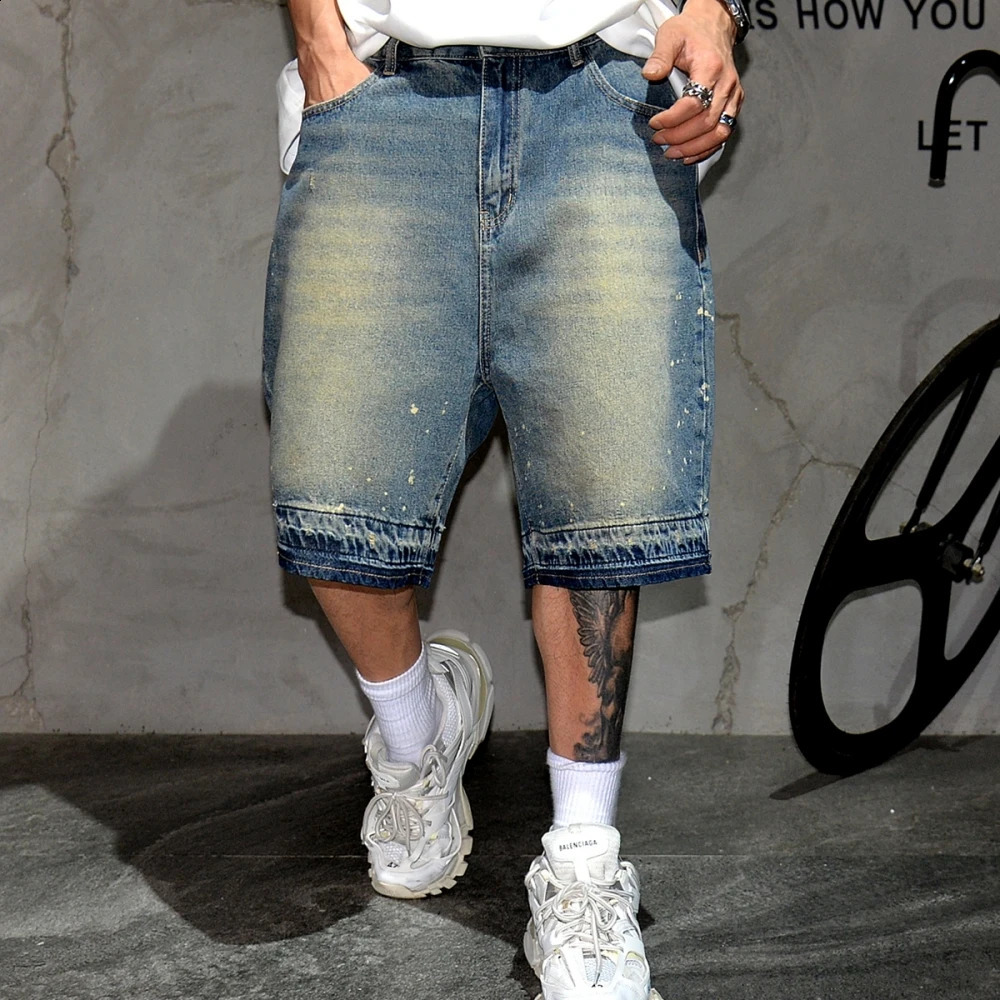Summer Korean Fashion Denim Shorts Men Clothing Streetwear Jorts Hip Hop Baggy Jeans Japanese Harajuku Straight Casual Shorts 240816