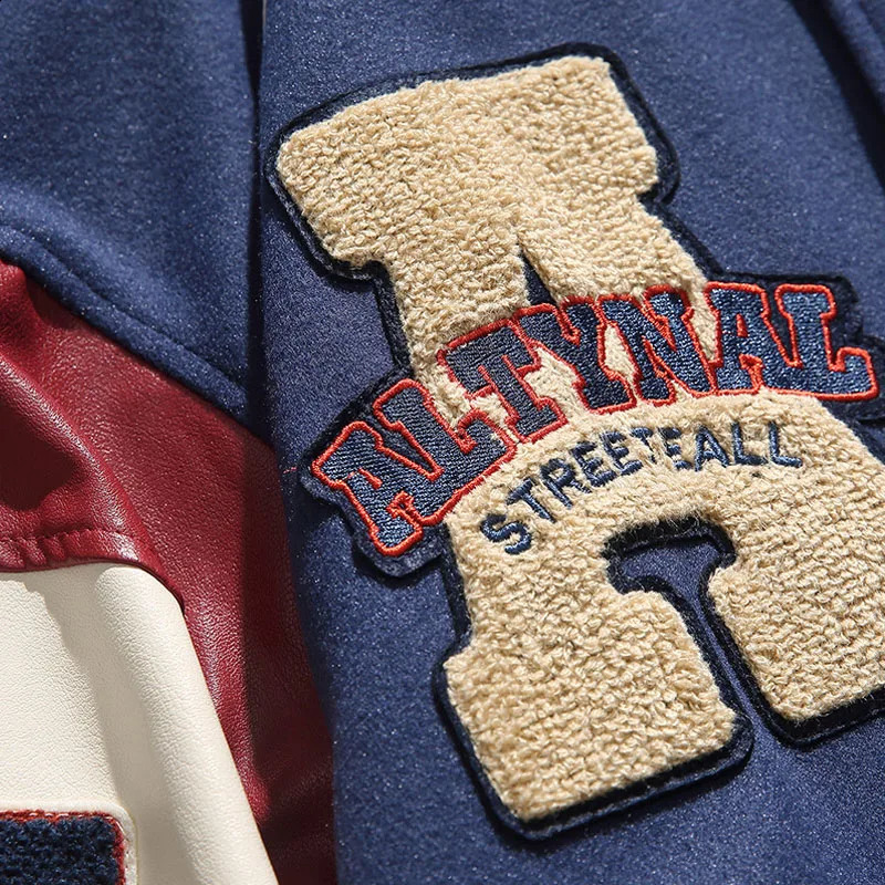 Streetwear Vintage Patchwork Baseball bomber student style jacket men collage jacket men american vintage jacket 240816