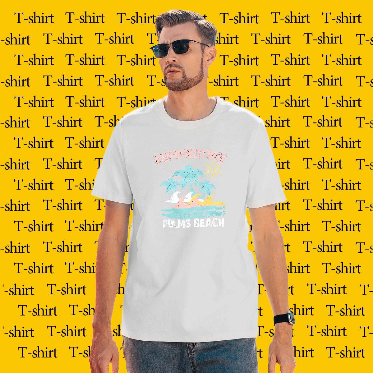 Unisex T-Shirts for Men 230g Pure Cotton beach Daily Outfit Custom Anime Crew Neck Breathable Men Tshirts 2024 New Top Tees