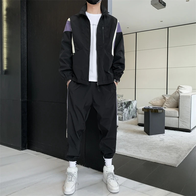 Leisure Spring/Autumn Track Clothing Street Clothing Jacket Full Pants Two Piece Set Mens Sportswear Running Top 240827