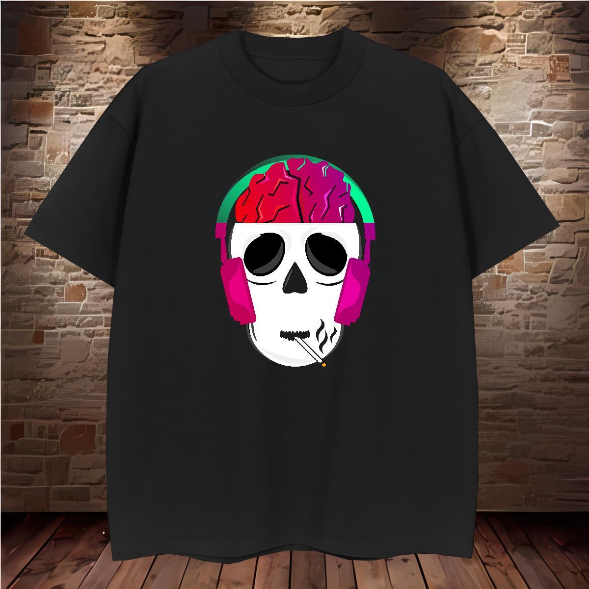 Popular Mens T Shirts 230g 100% Cotton skull Outdoor Custom Big Size Crew Neck Tshirts 2024 DIY Tops Shirt