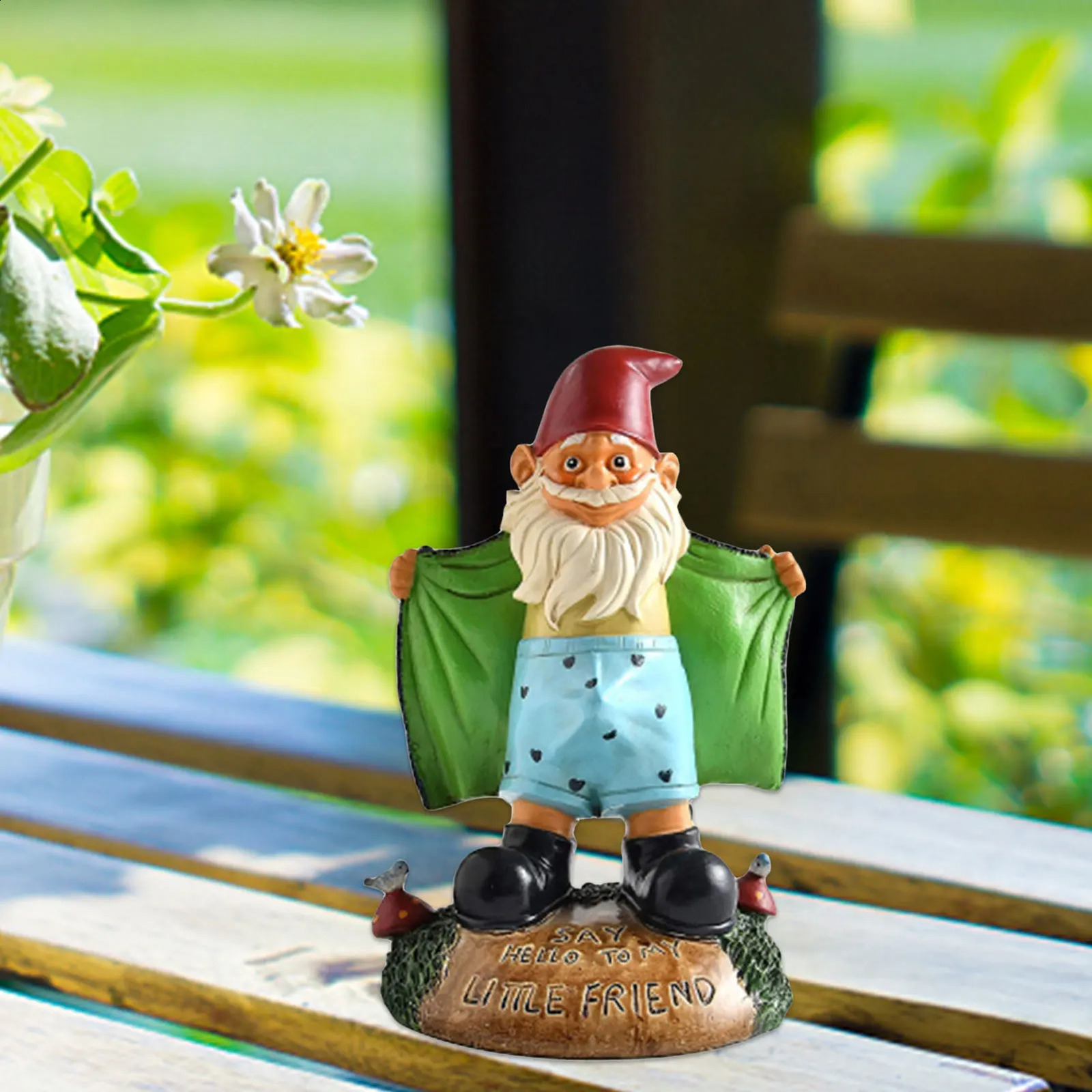 Funny Naughty Garden Gnome Statue Lawn Gnome Figurine SAY HELLO TO MY LITTLE FRIEND Dwarf Shows Underpants Garden Gnome Decor 240809