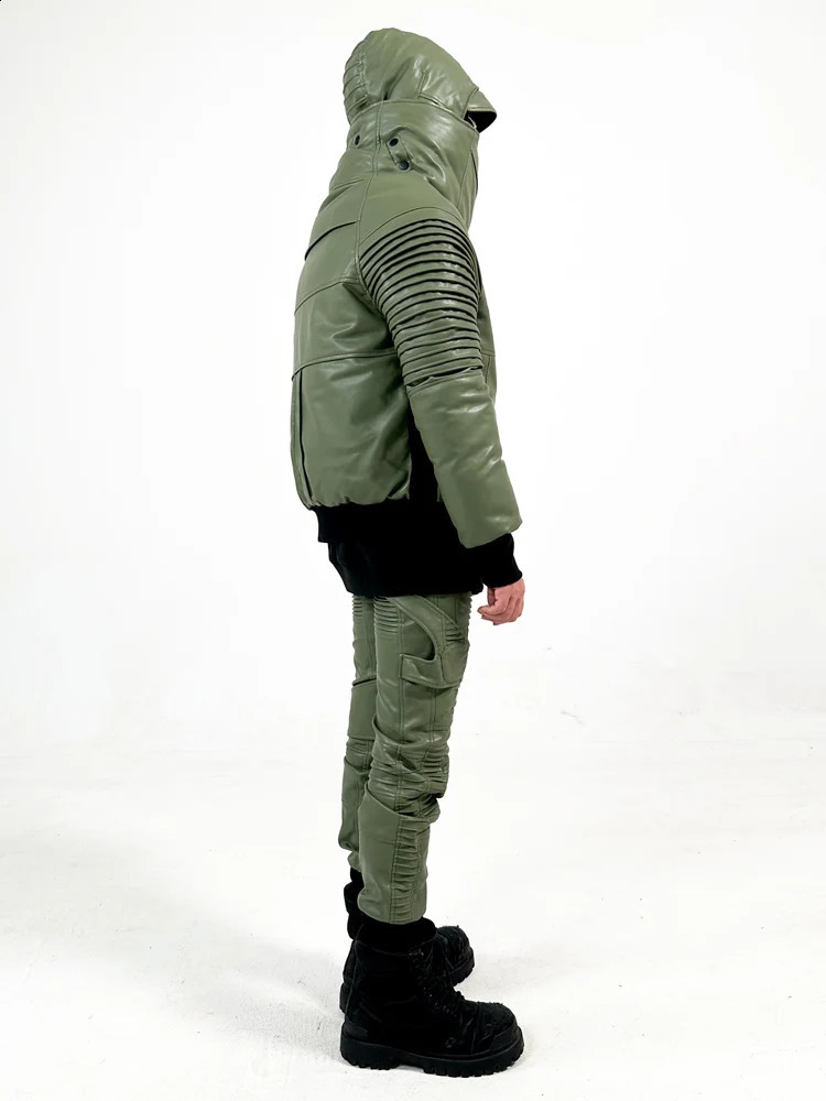 Style Womens Techwear Asymmetric Elastic Waist PU Leather Pants Zipper Wrinkle Motorcycle Tight Pantyhose 240816