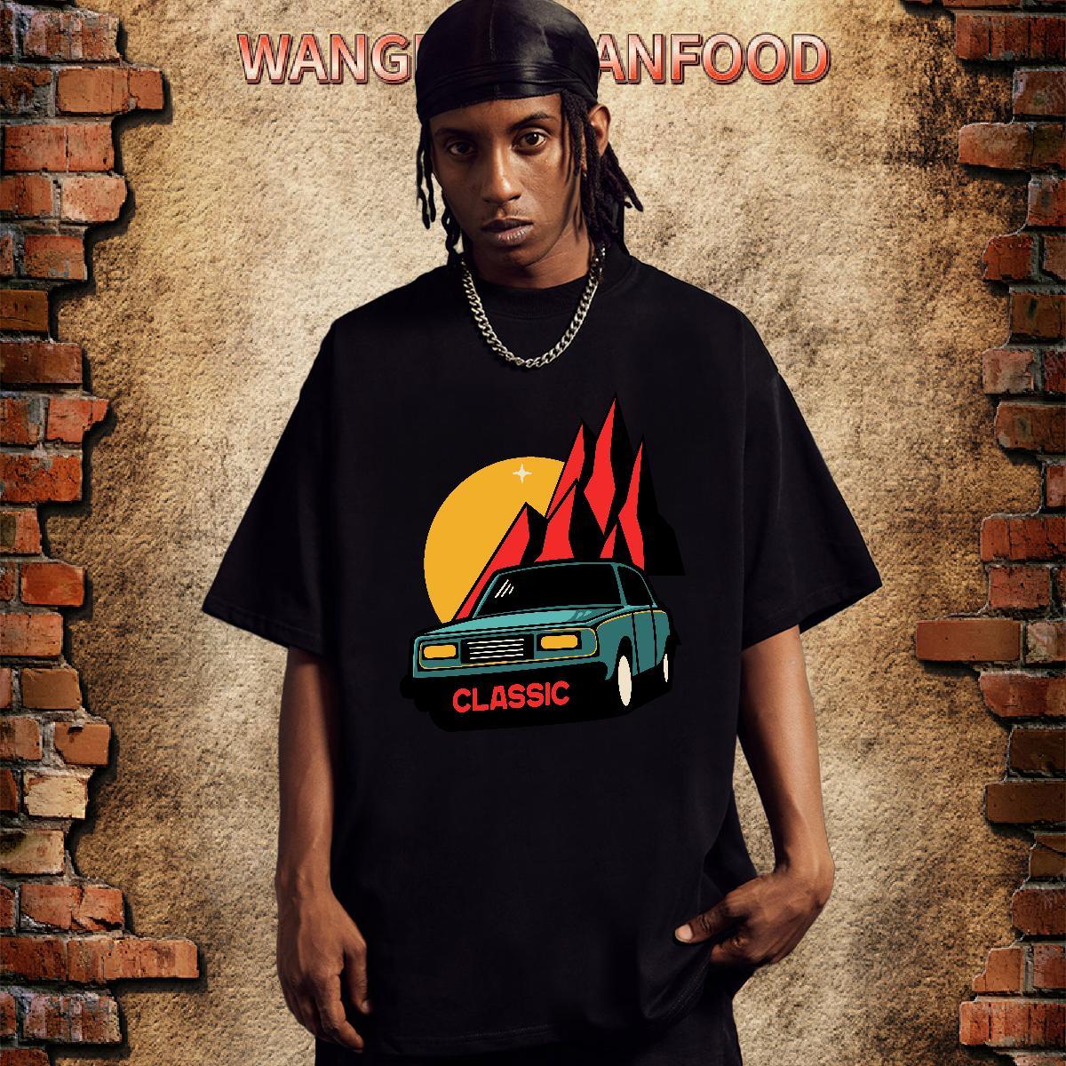 Brand Man T Shirts 230g Cotton car Casual Beach Oversized Breathable Short Sleeve Mens Tshirts DIY Wear
