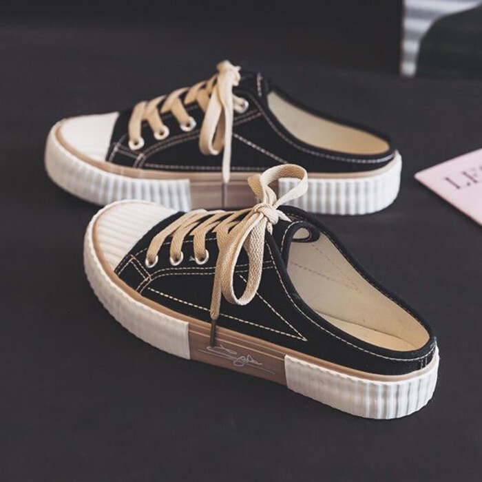 Biscuit trailer canvas for children's summer 2024 new New casual board shoes flat bottomed Korean version trend versatile half slippers